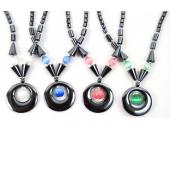 Colored Opal Beads Hematite Donut Pendant Beads Stone Chain Choker Fashion Women Necklace